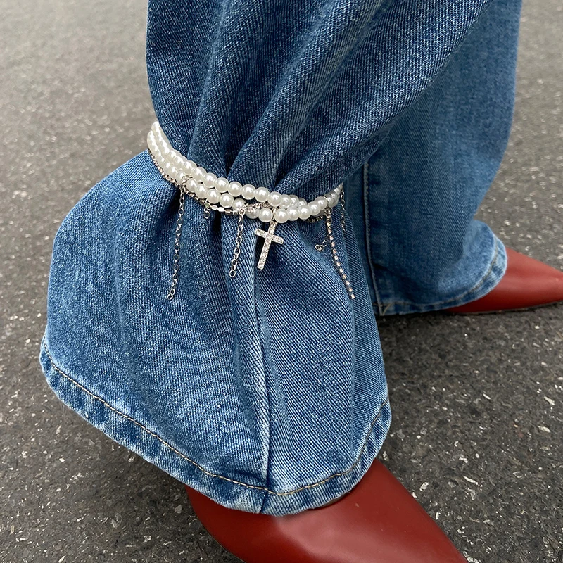 Pearl Cross Tassel Beaded Pant - Women'S Jeans Accessories Chain recension och pris