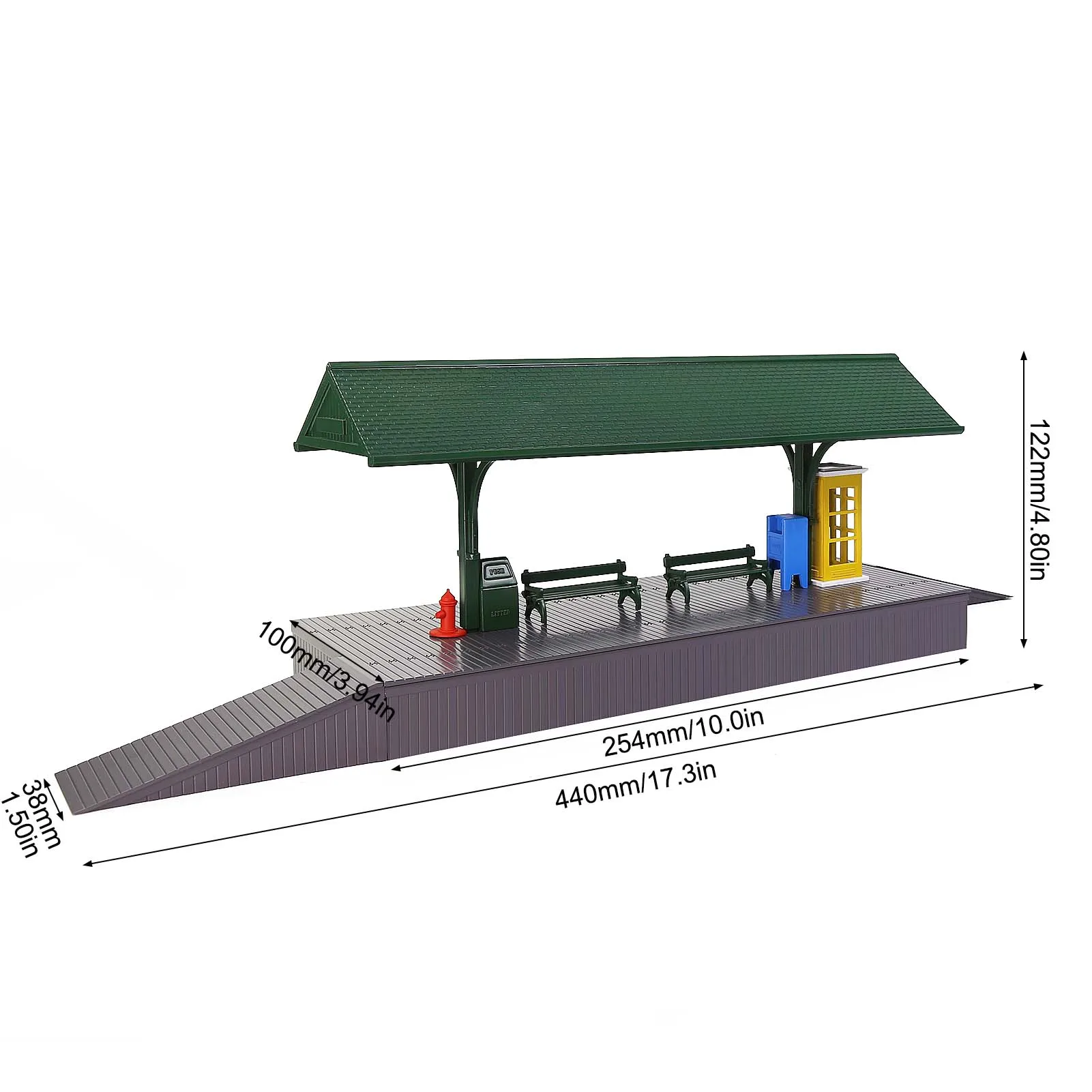 Evemodel ZTO01 O échelle 1:50 plate-forme de station de trains modèle avec kit de bancs pour modèle de chemin de fer (peint ou non peint