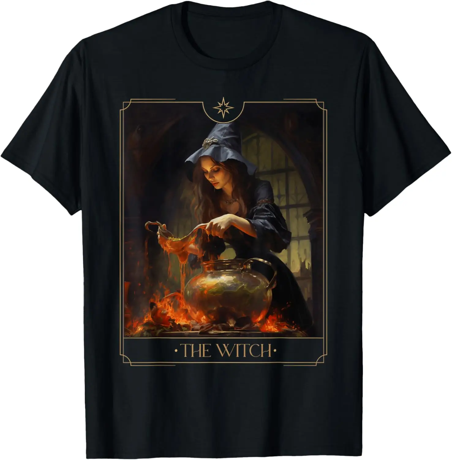 Halloween Tarot Card Beautiful Witch Making Poison Gothic T-Shirt