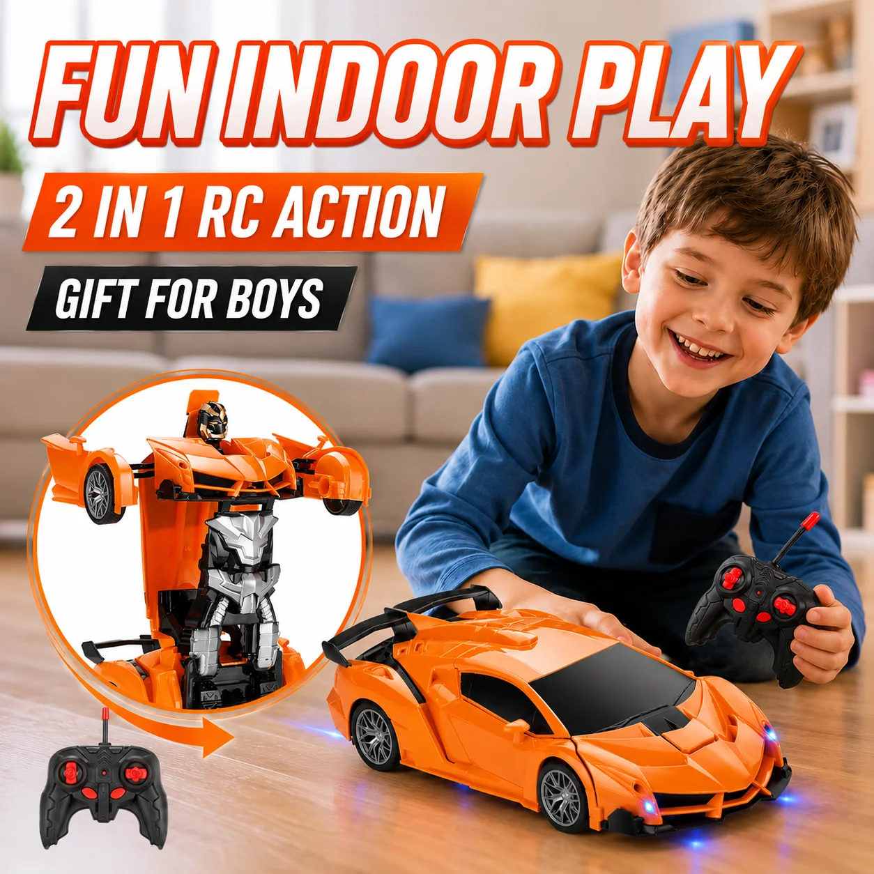 

Auto Transform RC Racing Car Robot, 2 in 1 One Key Deformation Drift Toy Car, Ideal Present for Kids Boys