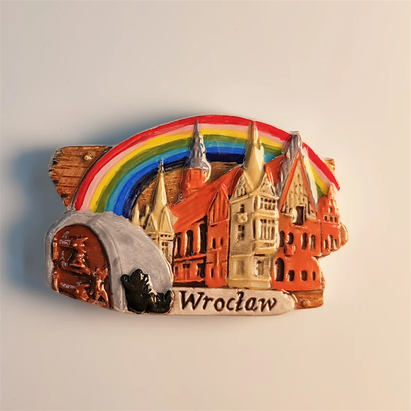 Europe，Poland，Wroclaw，3D Stereoscopic，Tourism souvenirs，Resin painting，Decoration home，Refrigerator magnets