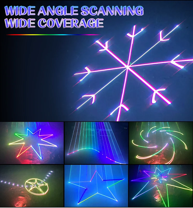 Animiertes Laserlicht, 5 W, vollfarbiges Scannen, ILDA, Bluetooth-Steuerung, DMX512, Strahlprojektor, Bar, Club, DJ, Disco, Weihnachtsfeier – Detail 2