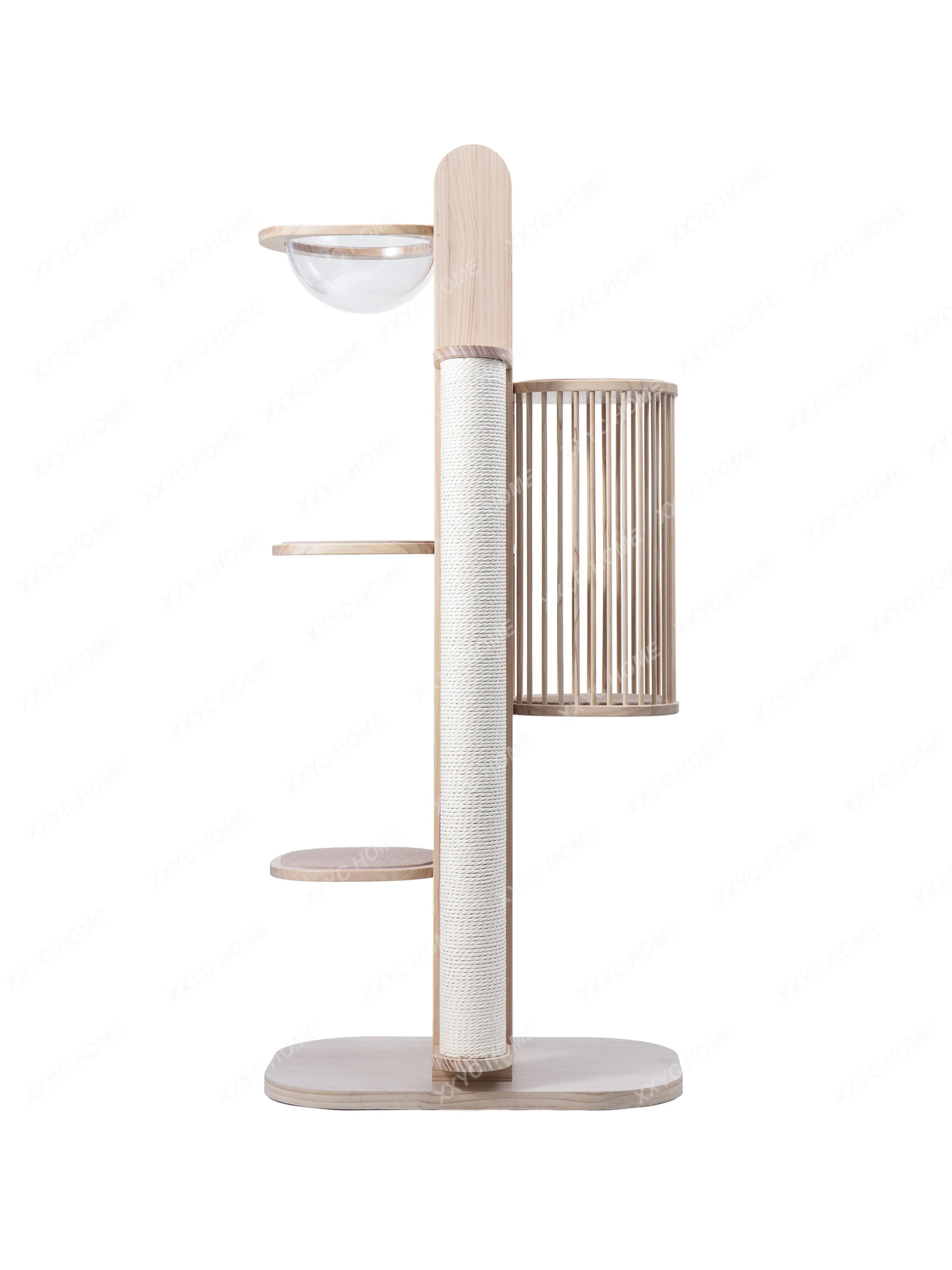 

Solid wood cat climbing frame cat nest cat tree integrated large luxury simple acrylic jumping platform