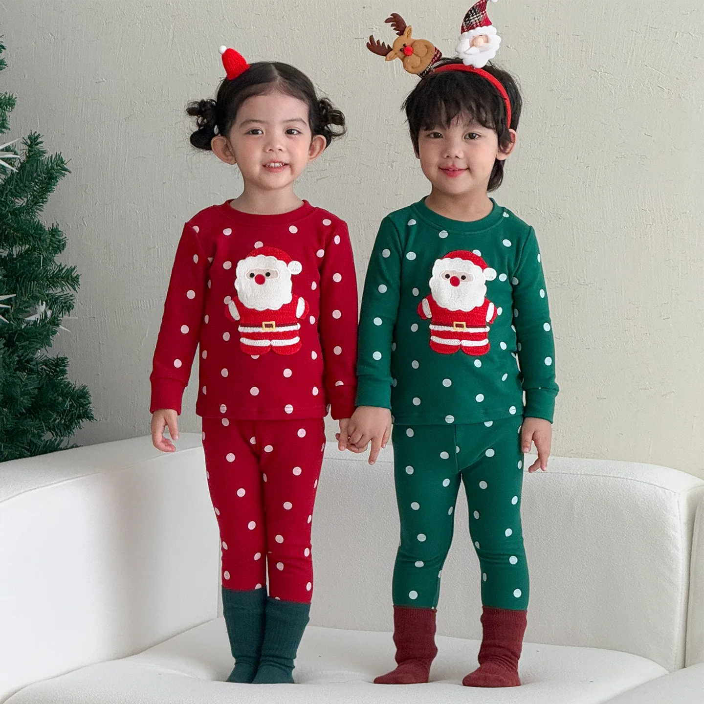 Christmas Children's Sets Pajamas Warm Underwear Set Autumn/Winter Pajamas Baby Home Clothes For Girls Boys 5