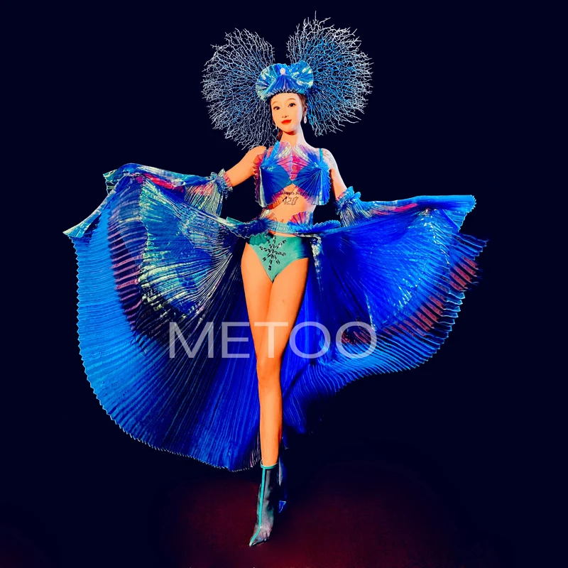 Traje de fiesta estilo océano Hada femenina elegante noche Festival Rave trajes club nocturno mujer cantante trajes de escenario