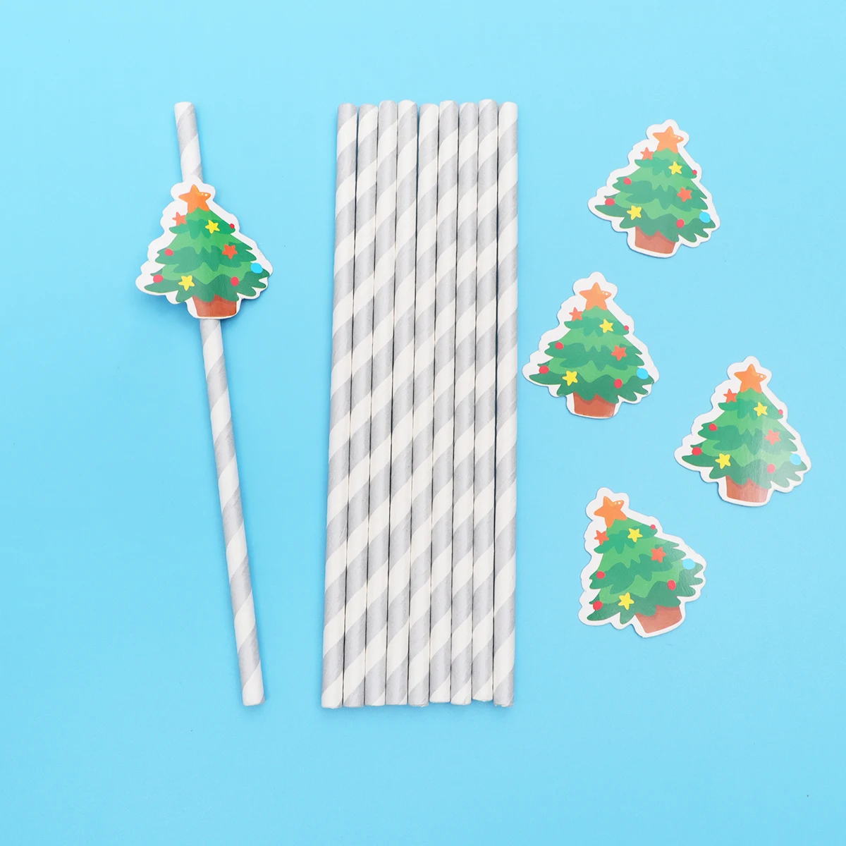 

90 Pcs Cartoon Paper Straw White Cute Decorations Straws for Drinking Christmas