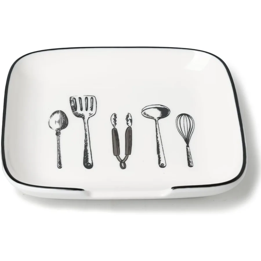 

Керамическая подставка для ложки для стойки 4,75 дюйма, термостойкий держатель для ложки для плиты, современная ложка для приготовления пищи в фермерском доме