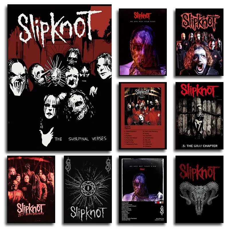 الثقيلة المعادن الفرقة الراب المعادن الموسيقى S-Slipknot غلاف الألبوم المشارك قماش صورة جدار الفن لمحبي الفصل الرمادي أغنية ديكور المنزل