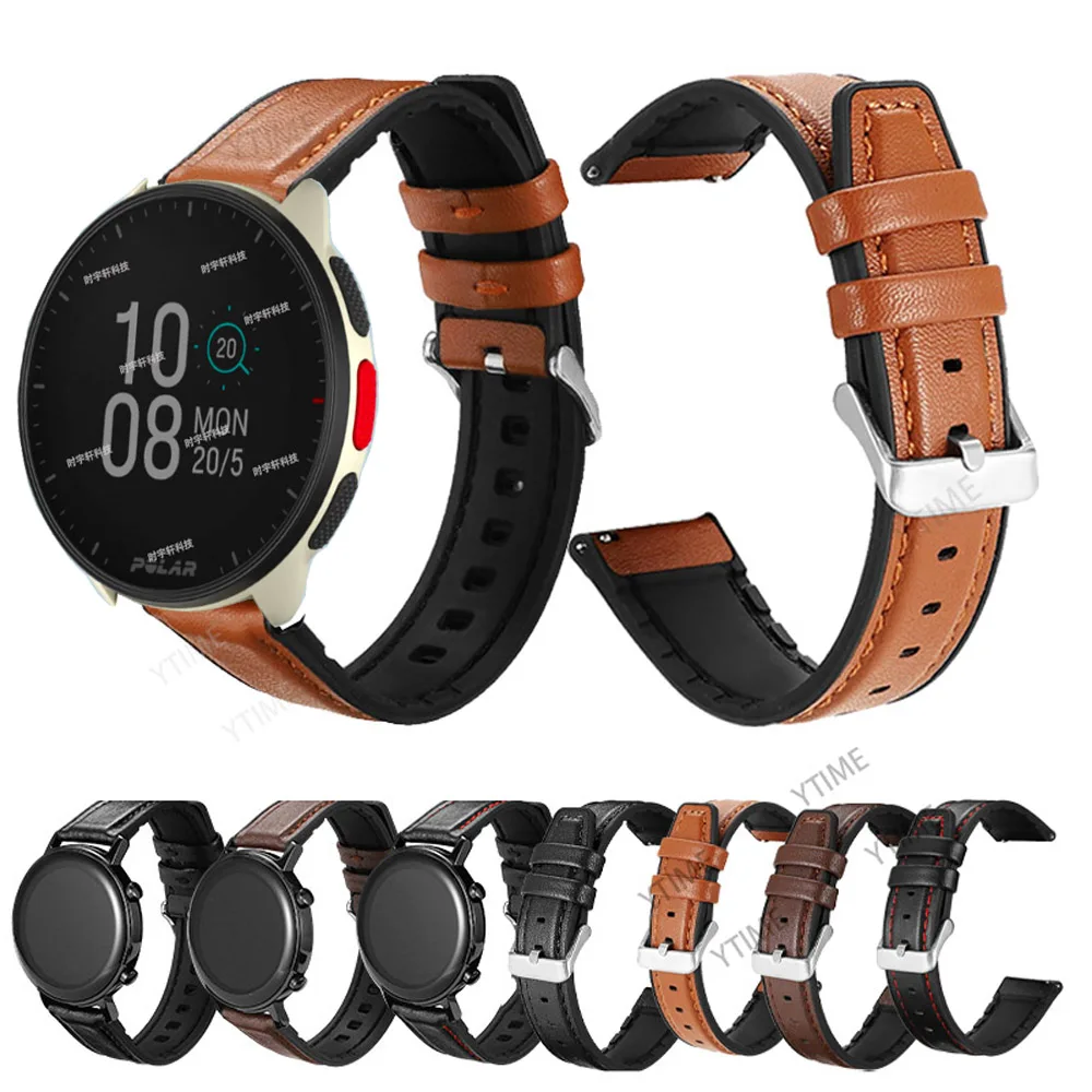 20 22mm Silicone Leather Strap For Polar Vantage V3 M2/M Grit X Pro Titan Sport Wristband For Polar Ignite 3 2 Unite Pacer Band