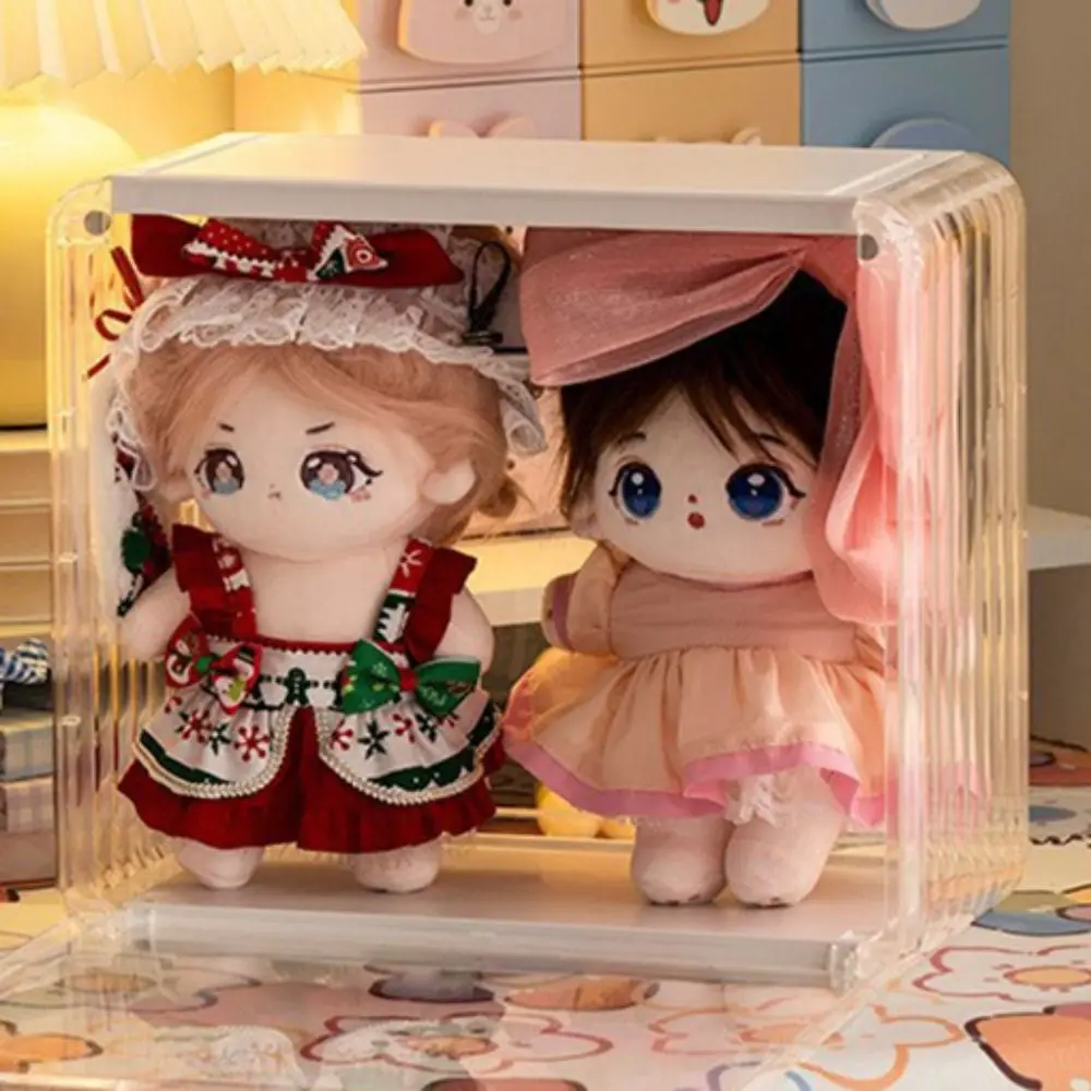 

Transparent 20cm Cotton Doll Storage Box Large Capacity Removable Plush Doll Display Stand Acrylic Dustproof Figures Display Box