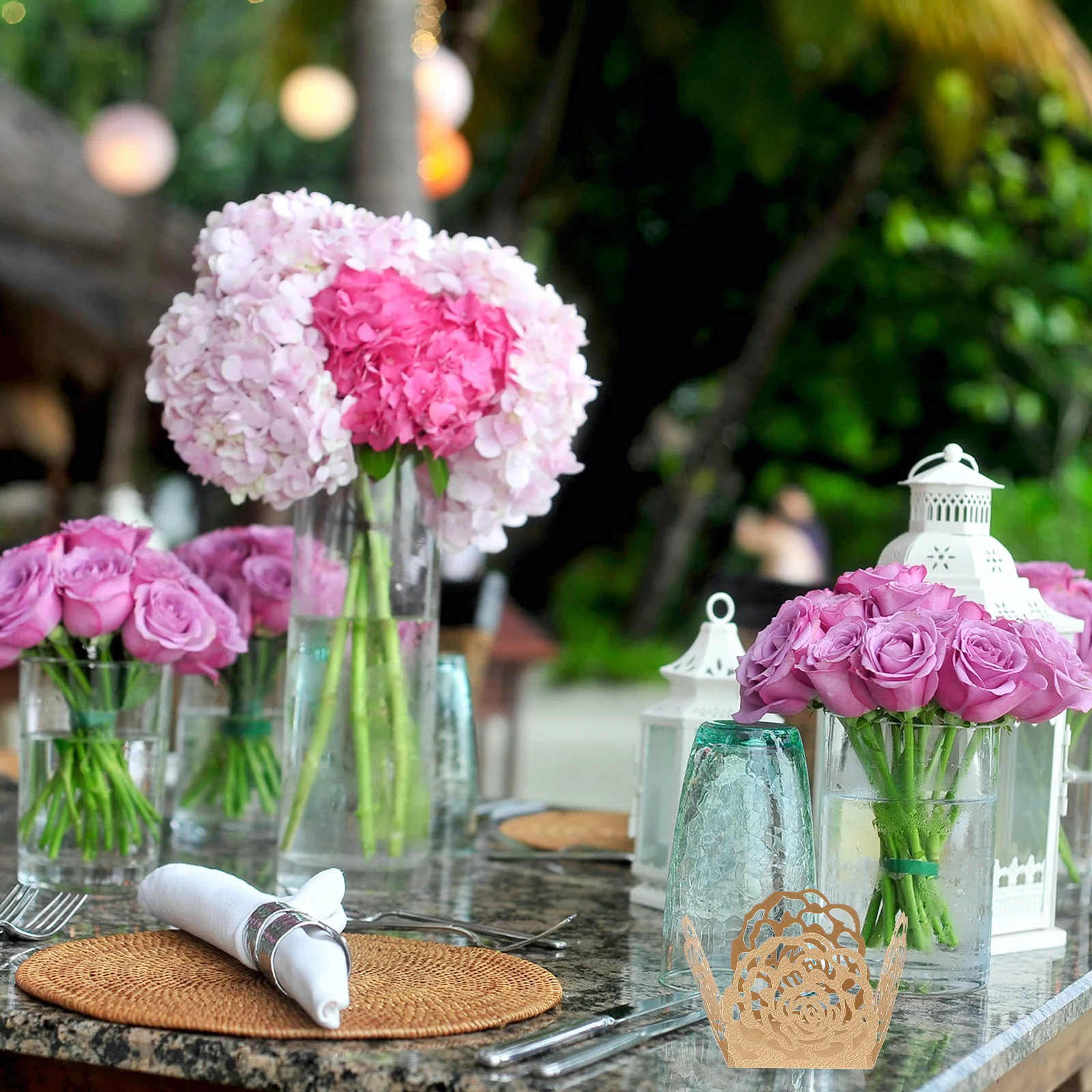 

50 шт., упаковки для шоколада, выдолбленная роза, дизайн, бумага премиум-класса для конфет, шоколадной упаковки, десертный поднос, вечерние свадебные сувениры