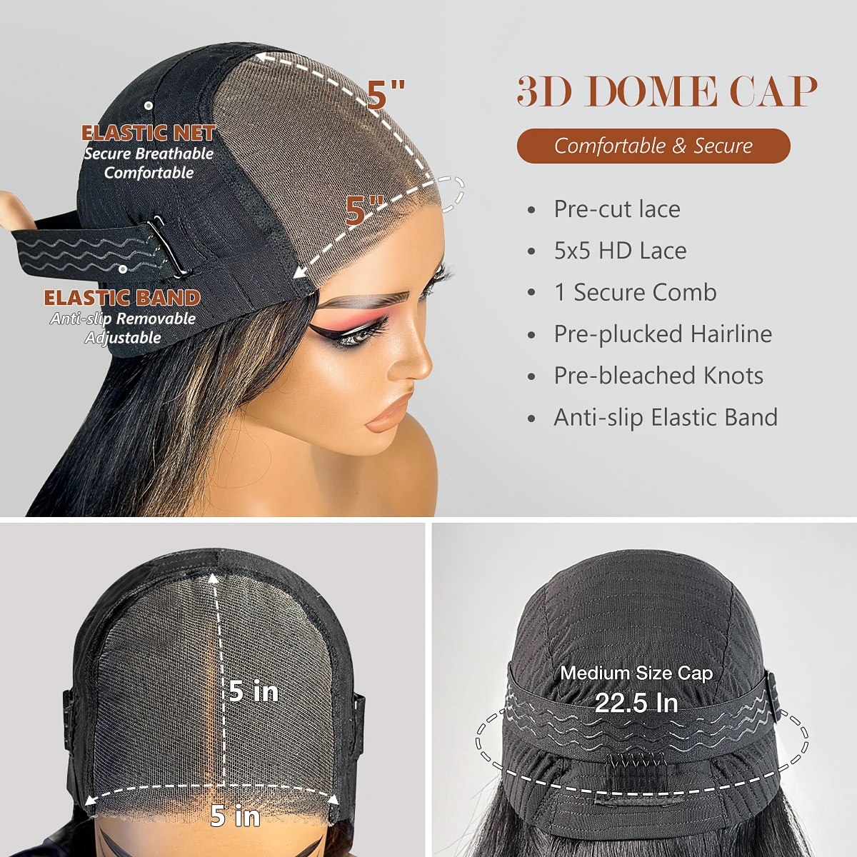 شعر مستعار بشري بدانتيل أمامي أشقر ، شعر مستعار بوب بدون غراء ، منتوف مسبقًا ، قطع مسبقًا ، P1b ، 27 ، 5x5 HD ، إغلاق دانتيل #5