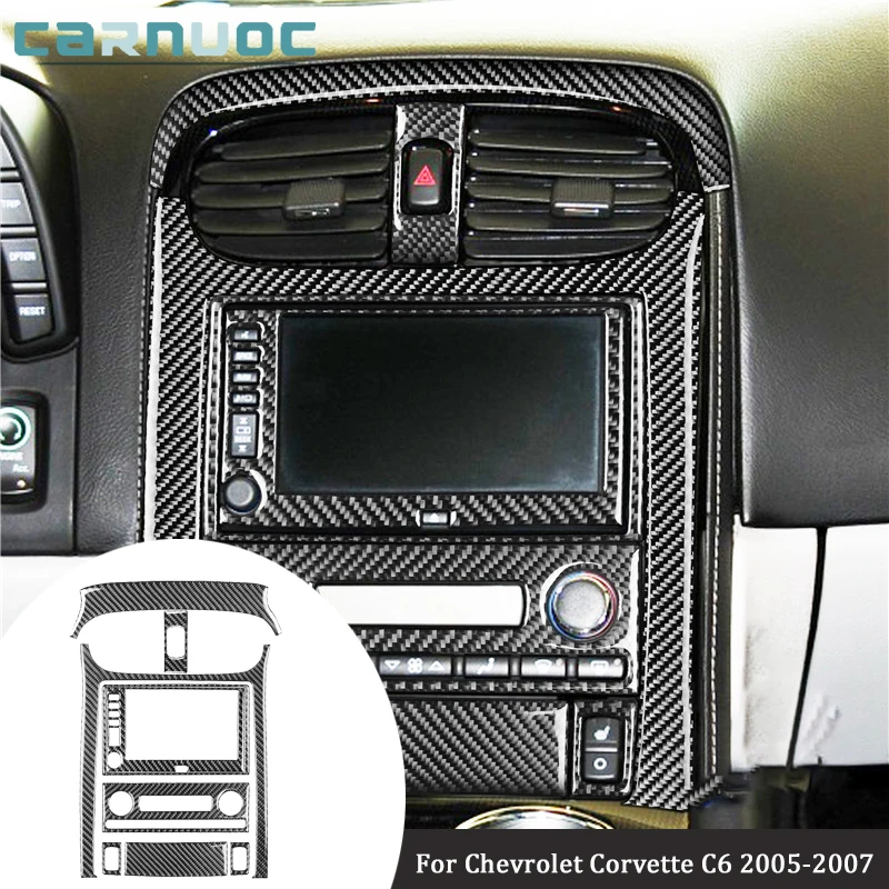 

For Chevrolet Corvette C6 2005 2006 2007 Carbon Fiber Center Radio Navigation Stickers Car Interior Decorative Accessories