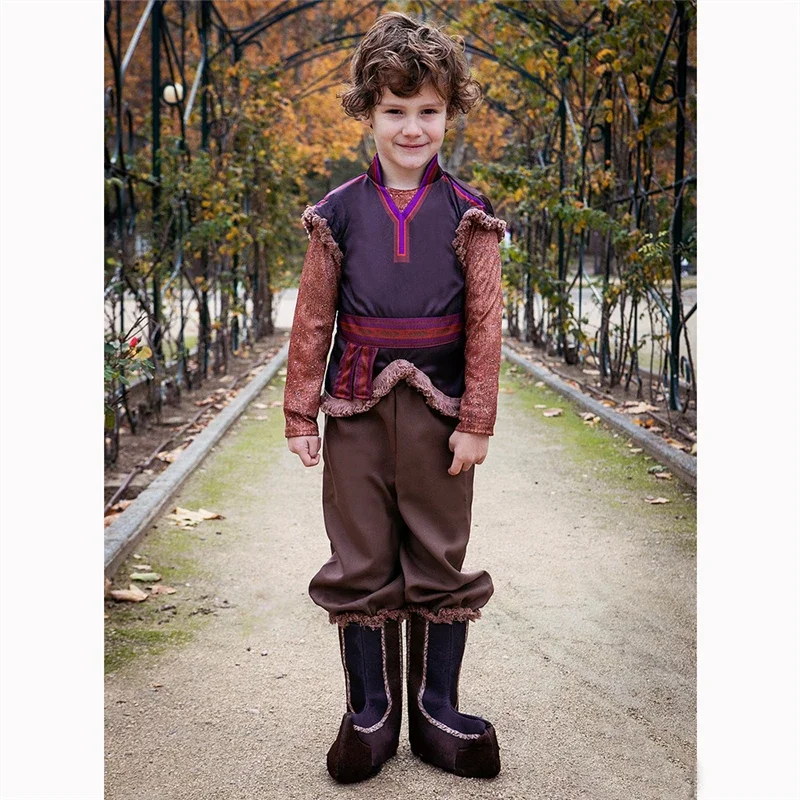 Charming Mining The Iceman Kristoff Costume Cosplay Prince Dress Up Halloween Christmas Costume for Kids