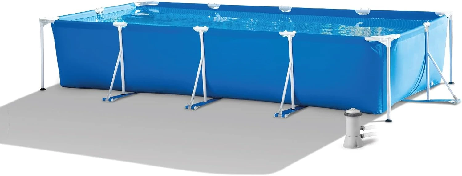 28279EH Rectangular Frame Above Ground Swimming Pool Set: 14ft x 33in – Includes 530 GPH Cartridge Filter Pump – SuperTough