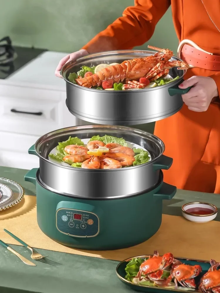 220V Multifunctional Electric Steamer 3 Layers Large Capacity Smart Cooking Pot with Timer for Home CCD