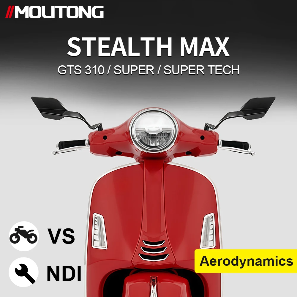 

New Stealth Max Mirror Adjustable Motorcycle Side Rearview Mirrors For Vespa GTS 310 Super 2025 NEW GTS310 Super Tech Supersport