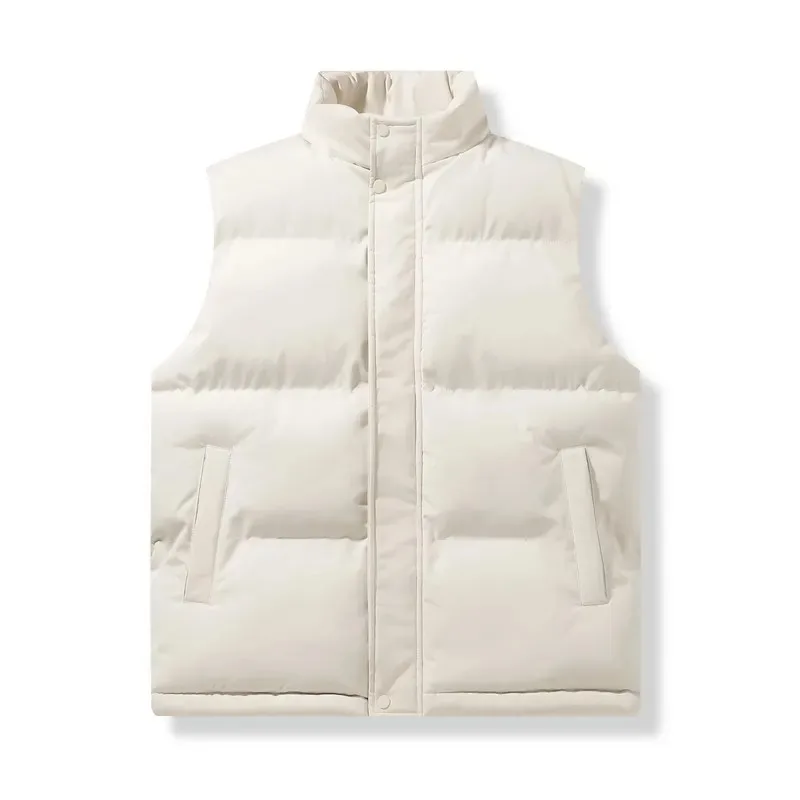 Colete de algodão jaqueta masculina novo puffer sem mangas casacos dos homens jaqueta de cor sólida inverno quente outwear blusão roupas