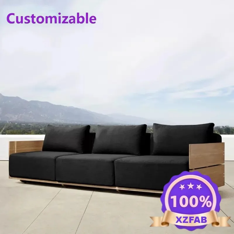 Factory Direct 2026 High Quality Outdoor Sofa Solid Wood Courtyard Rattan Teak Preservative Wood Outdoor Card Seat Combination