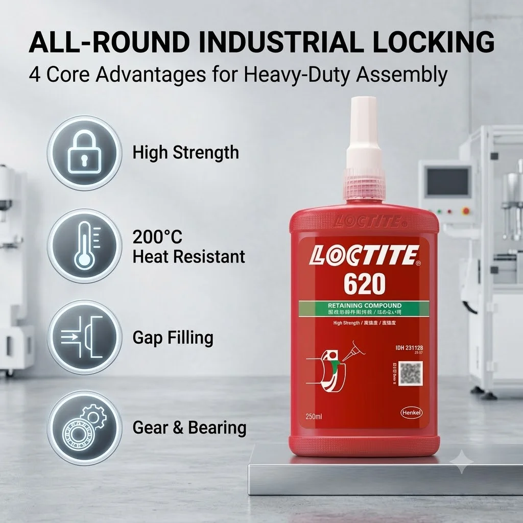 Loctite 620 Original Green Anaerobic Retaining Compound High Temperature Threadlocker 50ml 250ml Sealant for Industrial Use