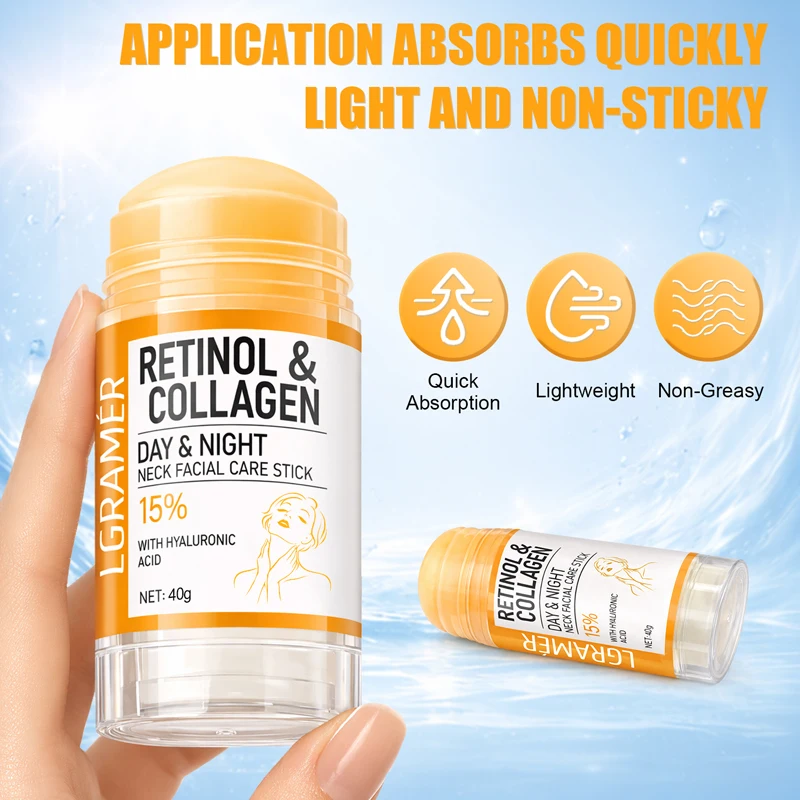 Retinol and Collagen Day and Night Neck Cream Facial Stick, Hydrating, Moisturizing, Non-Greasy, Easy to Absorb, Mild and Non-Ir
