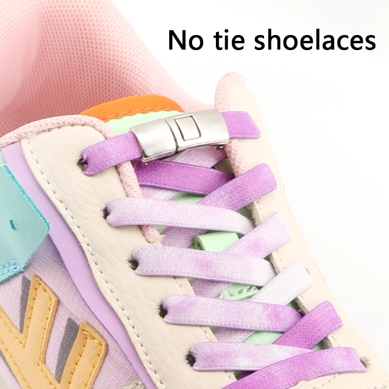 Lacets de chaussures de baskets élastiques avec boucle croisée pas de lacets de cravate pour adultes enfants lacet plat en caoutchouc accessoires de chaussures chaussures