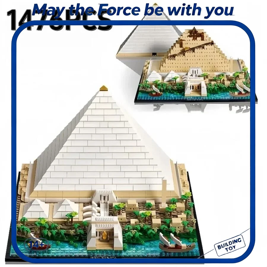 1476PCS Architecture Egyptian Pyramid Building Block Set, Ancient Egypt Landmark Model, Display Gift for Adults Friends