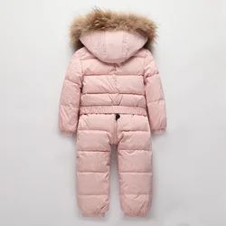 Snowsuit -30 Russian Winter coat New Boy Baby Down Jacket Outdoor Infant Clothes Girls Climbing For Kids Jumpsuit parka real fur