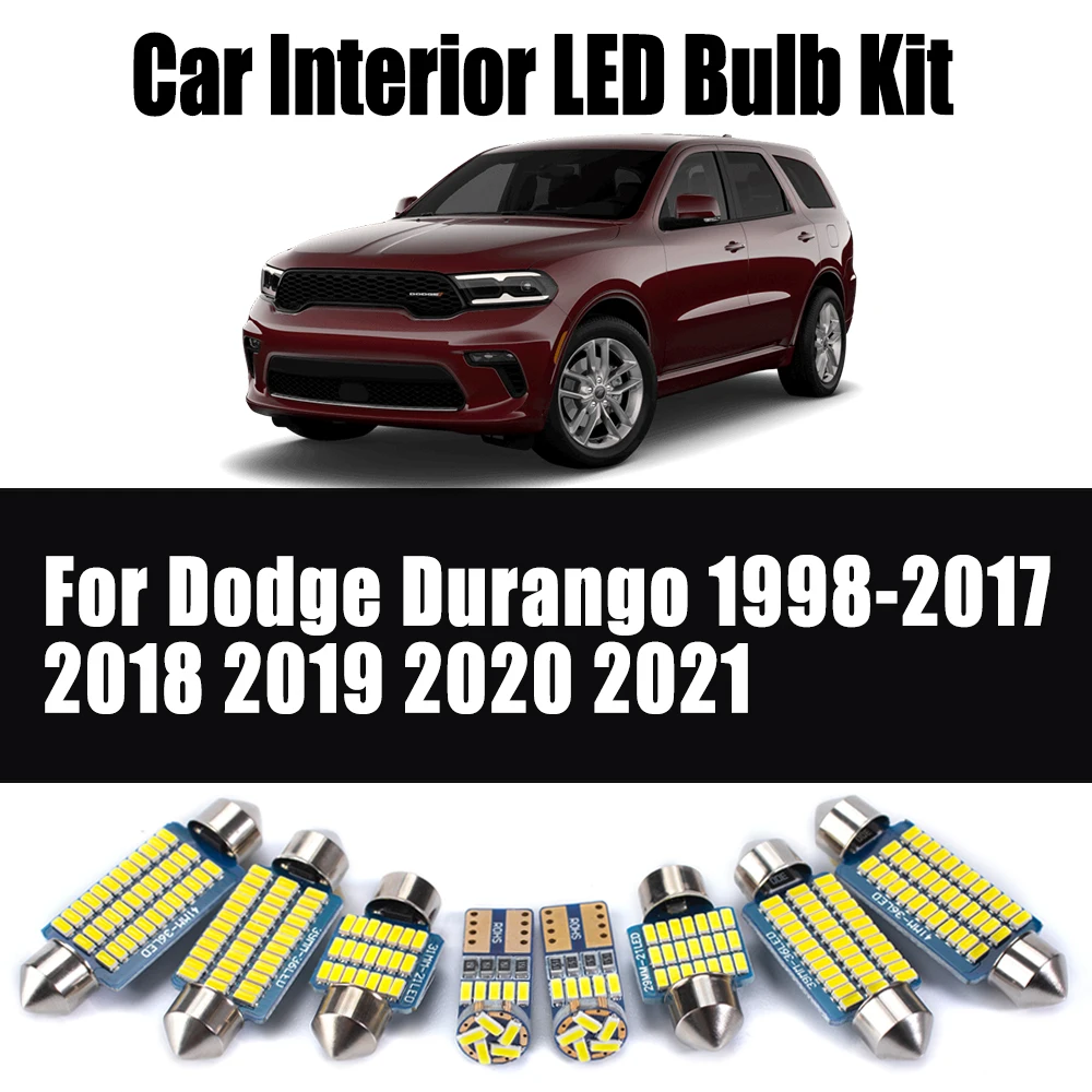 Accesorios de coche Canbus para Dodge Durango 1998-2017 2018 2019 2020 2021 Kit de bombillas de techo de mapa Interior LED para vehículo sin Error
