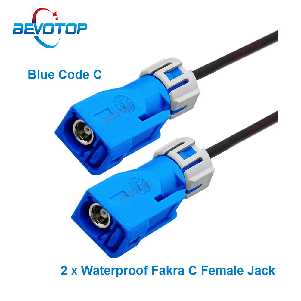 1PCS Waterproof Fakra Cable Blue C Female to C Female Jack RG174 Jumper Car Camera Video Line Wire Harness BEVOTOP Auto Cable