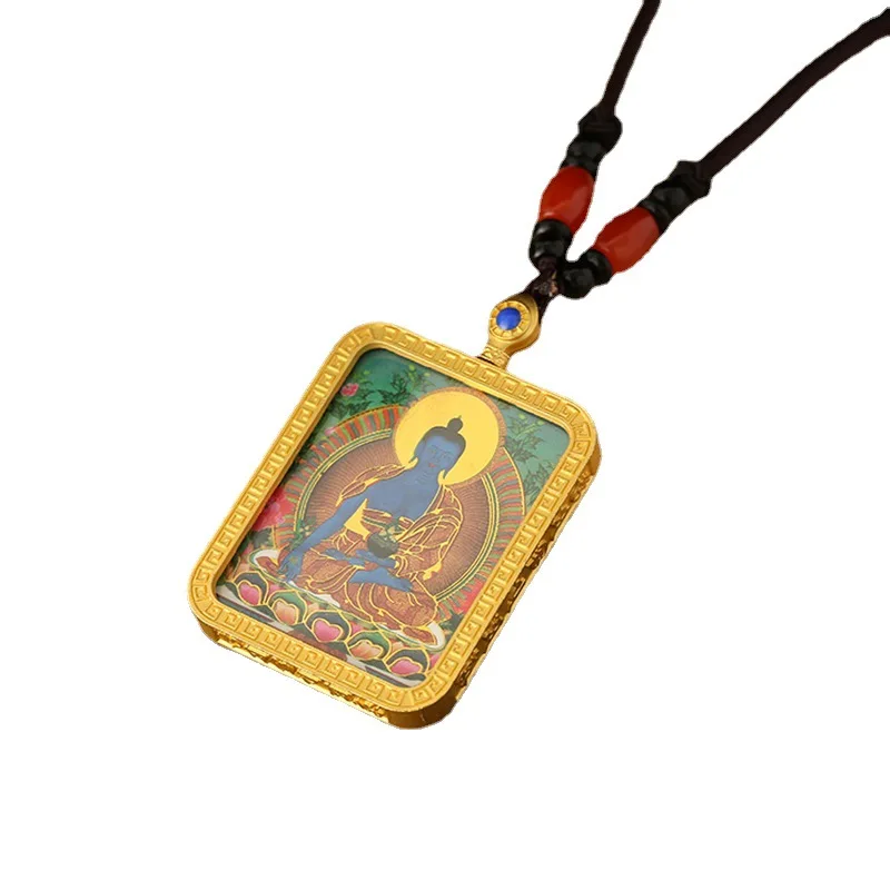 Green Tara Buddha Statue Thangka Tibetan Buddhism Pendant Necklace Nepalese Thangka Buddhist Sacred Amulet Maitreya Necklace image 6