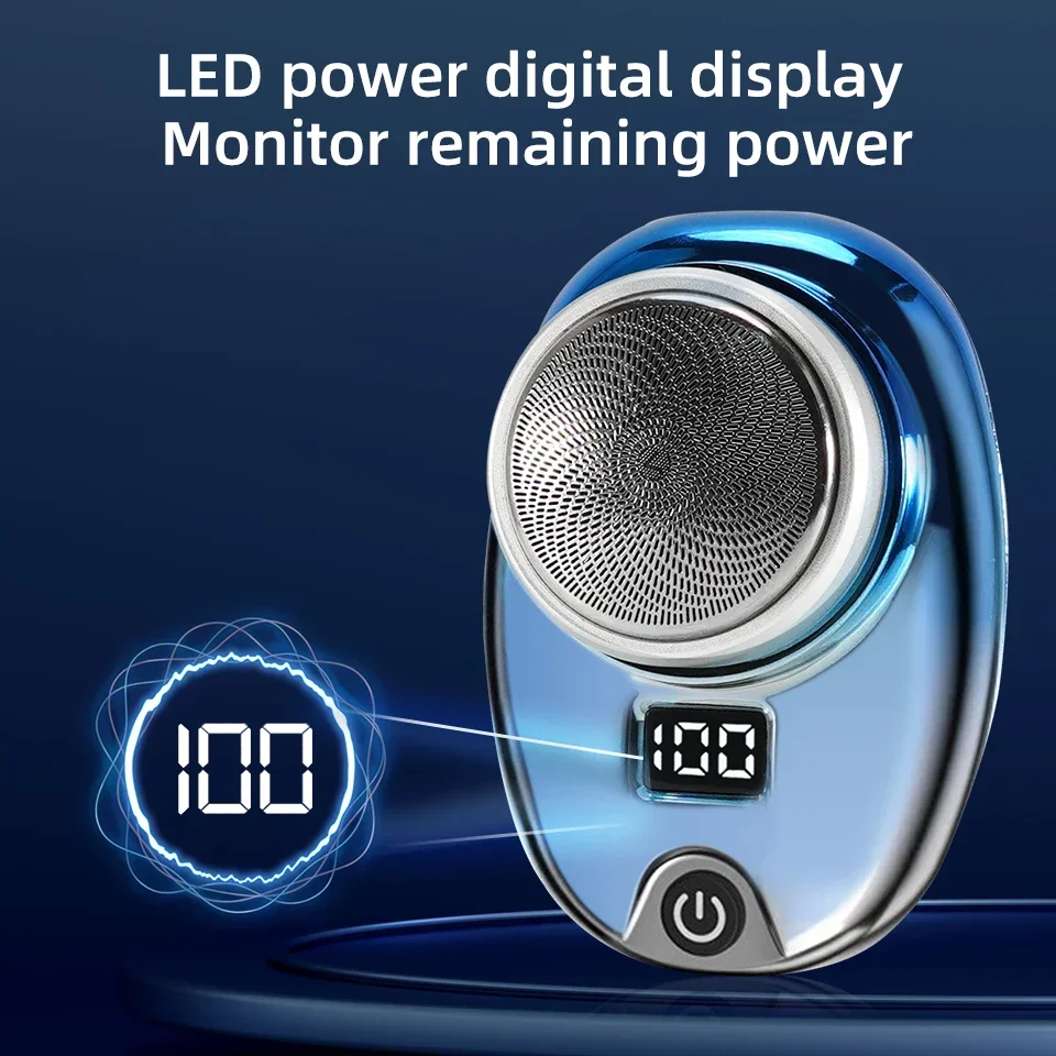 Portable Mini Electric Rechargeable Shaver Digital Power Display Mens Razor Waterproof Cordless Razor Beard Shaver for Face Body
