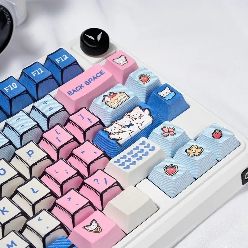 Comic style kitten cute girl hot sublimation pbt custom 68/87/108 keyboard cap