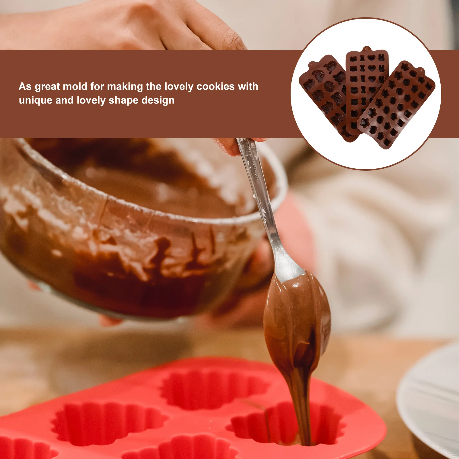 

3Pcs Silicone Baking Molds Lovely Cookie Mold for Chocolate Fondant Dessert Making Smooth Easy Demoulding Gift