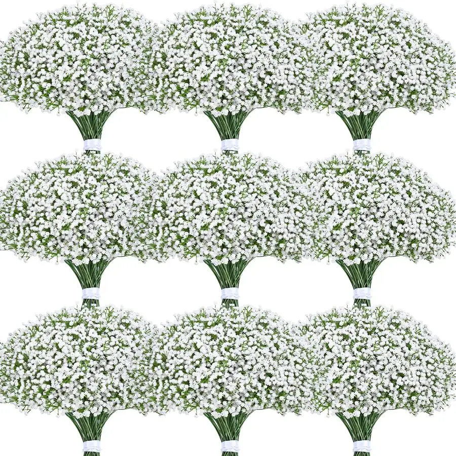 

Babys Breath Artificial Flowers, 60 Pcs White Baby Breath Flowers Artificial Bulk, Real Touch Fake Babys Breath Gypsophila for W