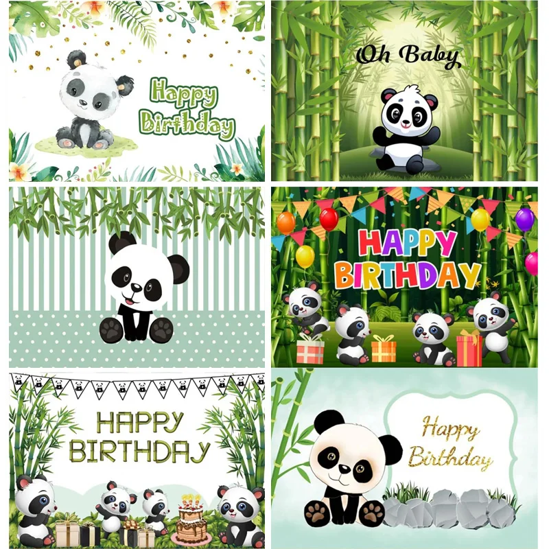 

Green Bamboo Panda Backdrop Cute Pattern for Kids Children Party Photography Background Banner Decor Baby Shower Studio Props