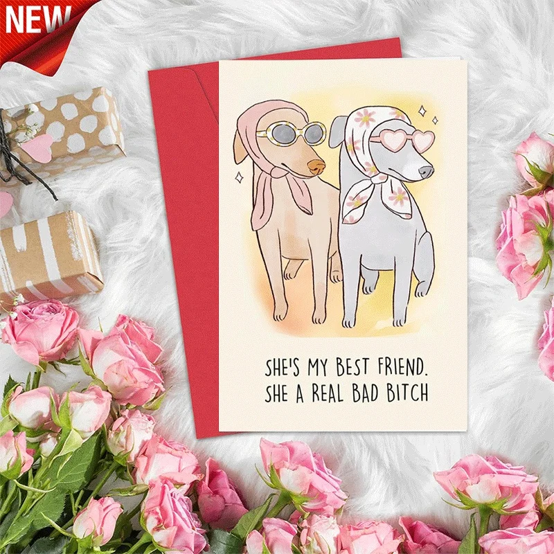 

Best Friend Dog Print Greeting Card, Funny Friendship Card for BFF, Cute Funny Pet Themed Birthday Card for