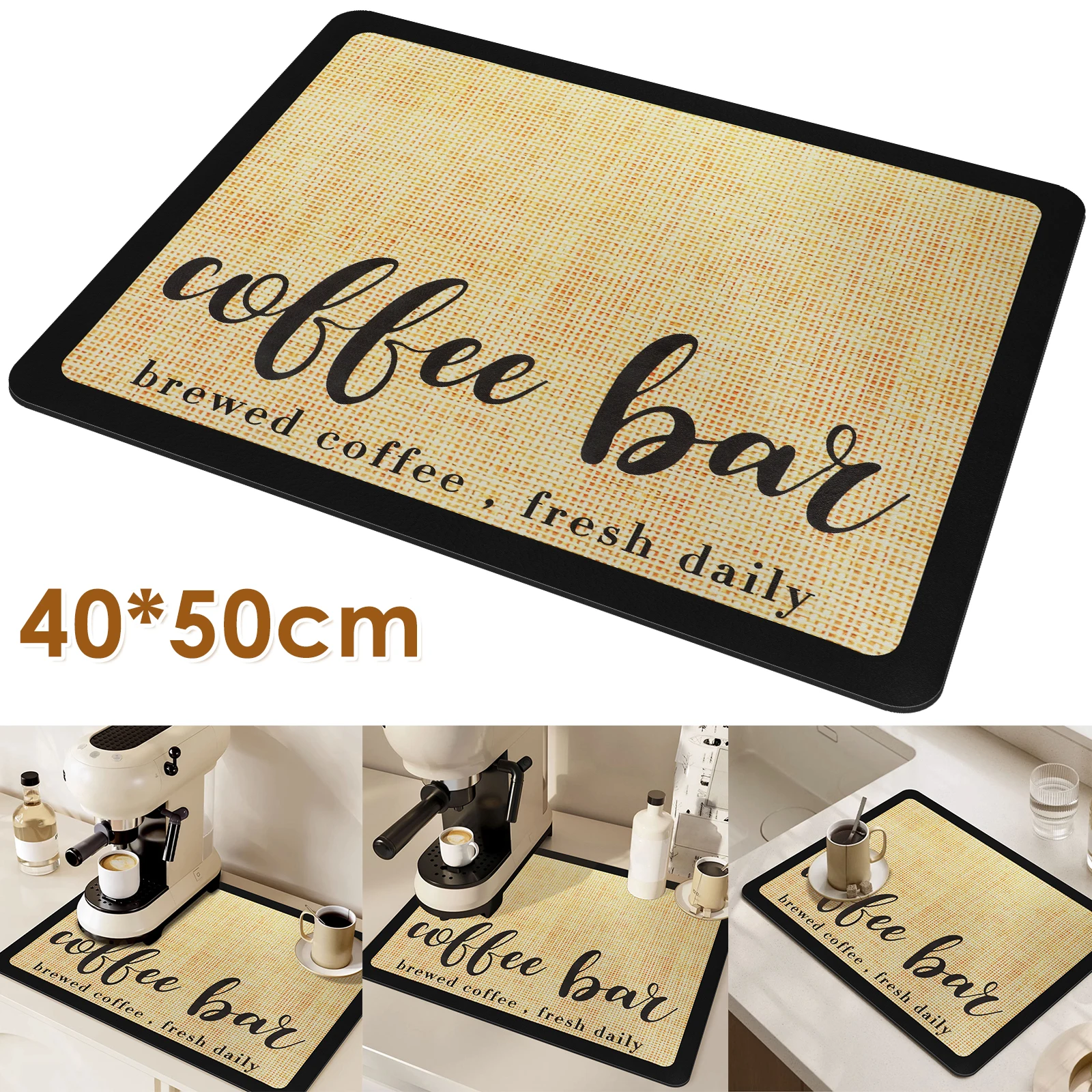 Coffee Countertop Drain Pad Non-slip Dish Drying Mats Quick Dry Tableware Placemat For Coffee Bar Kitchen Counter Accessories