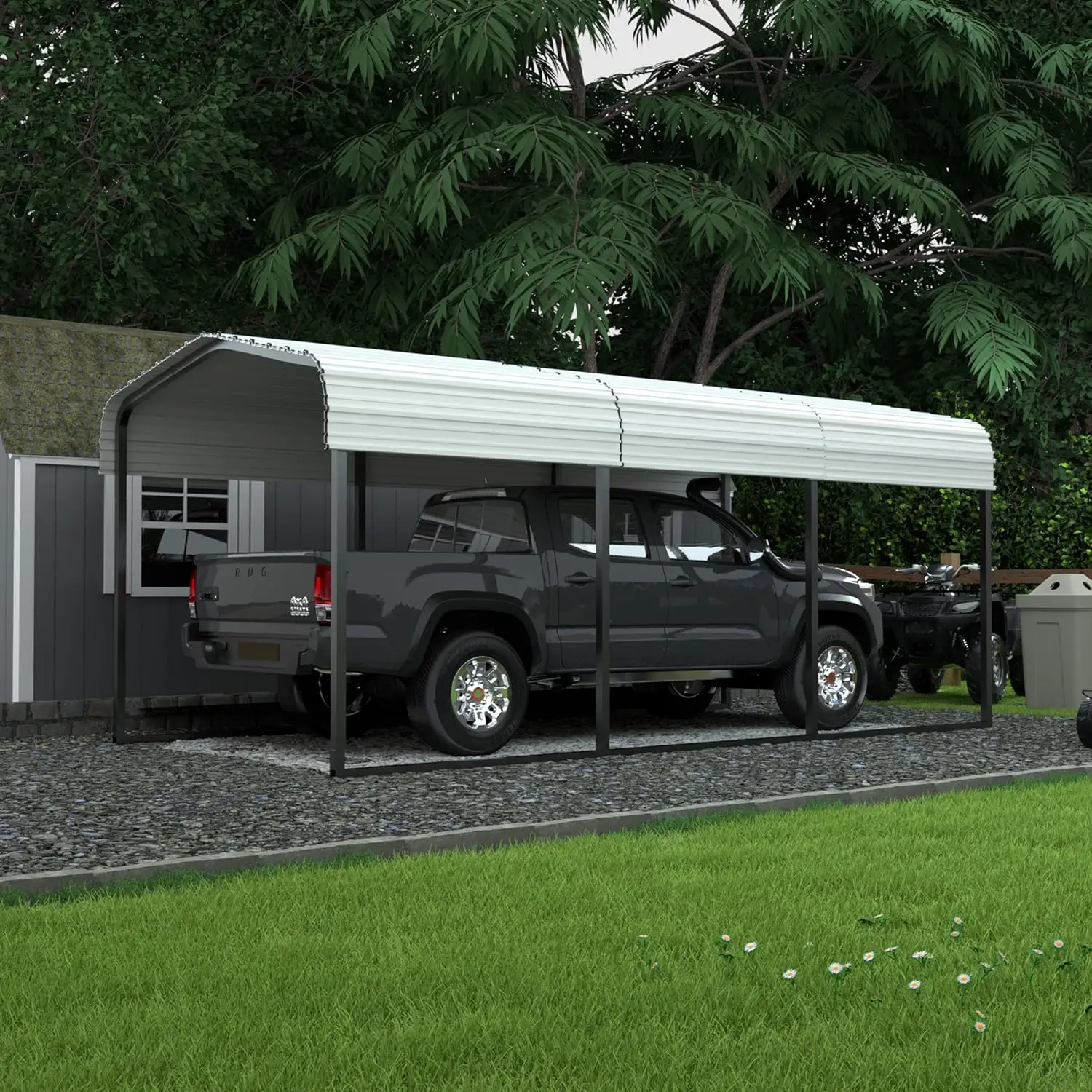10’x15’ Metal Carport, Heavy Duty Carport with Sloped Steel Roof for Snow, Upgraded Outdoor Car Ports Canopy with, Customized