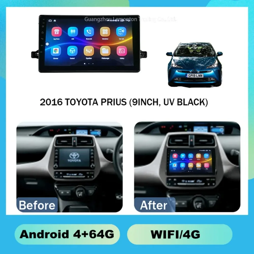 9 Inch Android 12 Car Player Radio GPS Auto Stereo for Toyota Prius 2014 2015 2016 2017 GPS Navigation