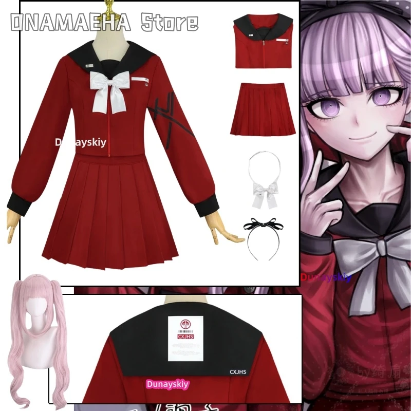 

Anime Game The Hundred Line Tsukumo Kako Cosplay Costume Japanese Jirai Kei Girls School Uniform JK Red Dress Pink Customized