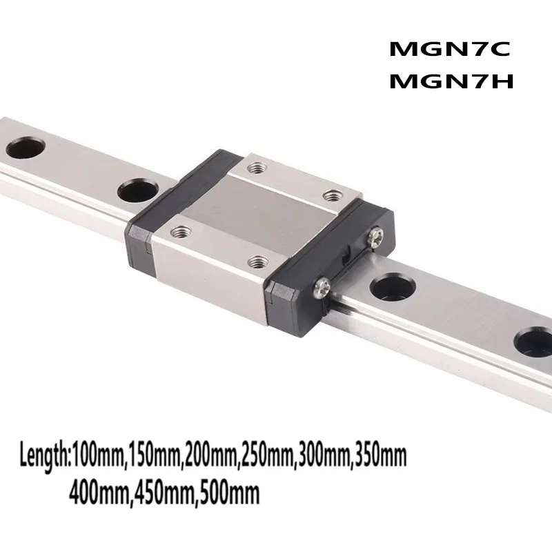 1pc MGN7 MGN Miniature Linear Rail 100-550mm + 1pc MGN7H MGN7HC Slide Block For CNC Parts 3D Printer Workbench Guide Rail