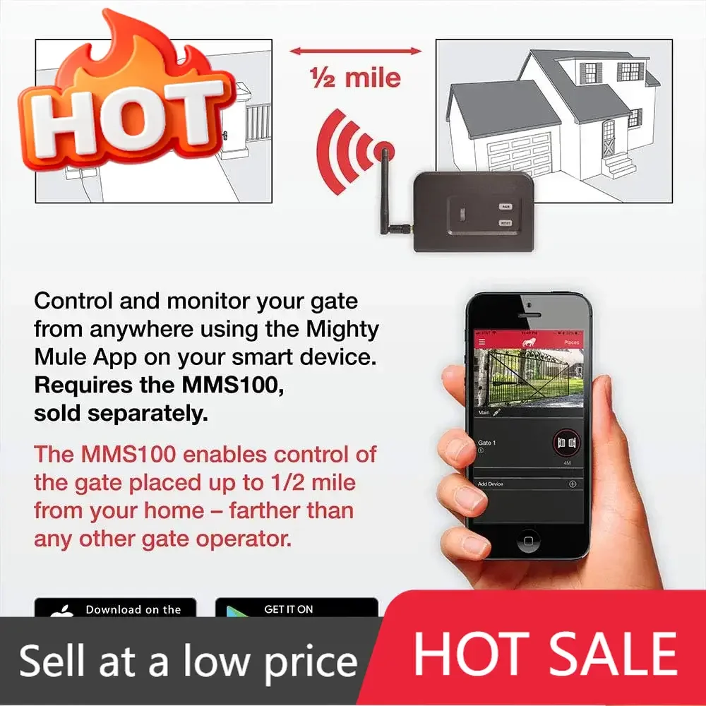 

Автоматический привод для ворот, готовый к солнечной энергии и интеллектуальному управлению, сверхмощный, для ворот до 18 футов или 850 фунтов, для одинарных ворот, MM