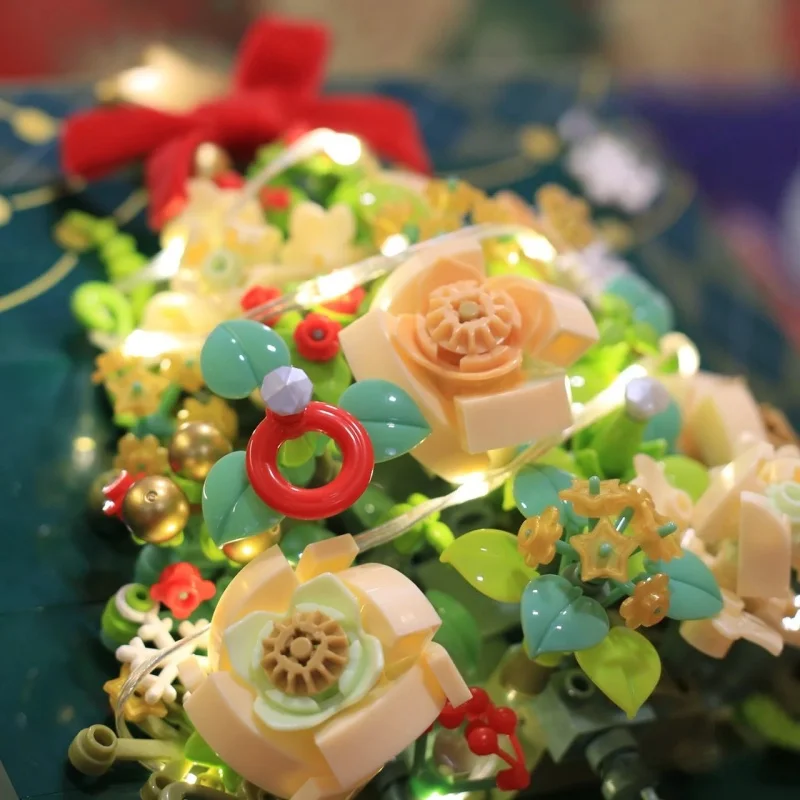 Świąteczny Model Ramy Okiennej z Klocków Kreatywnych do Składania, Kolekcja Ozdób na Biurko, Zabawki, Prezenty Świąteczne