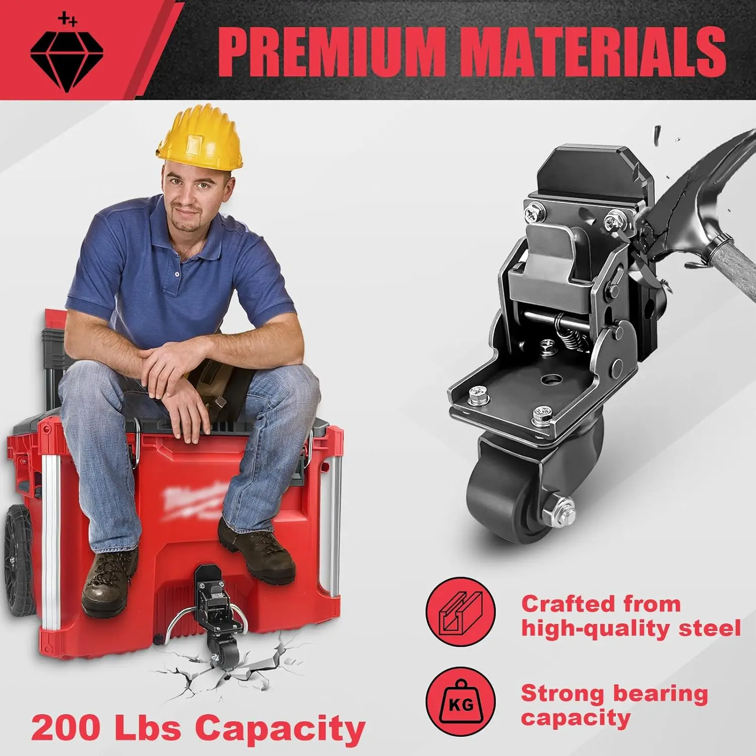 Packout Caster Front Wheel Kit Fit for Milwaukee Packout Rolling Tool Box