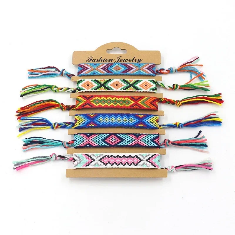 Bohemian National Style Handmade Woven Embroidery Bracelet For Women Lucky Rainbow Nepal Bracelet Hand Rope Fashion Jewelry Gift