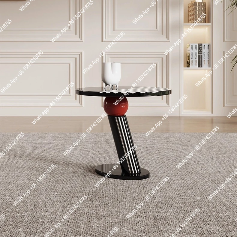 

Zebra pattern light luxury designer side few living room home high-end artistic creative sofa small round few