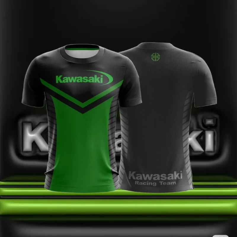 

Мужские мотоциклетные футболки Kawasaki с рисунком, новинка 2025, летние повседневные свободные удобные топы унисекс с короткими рукавами высокого качества