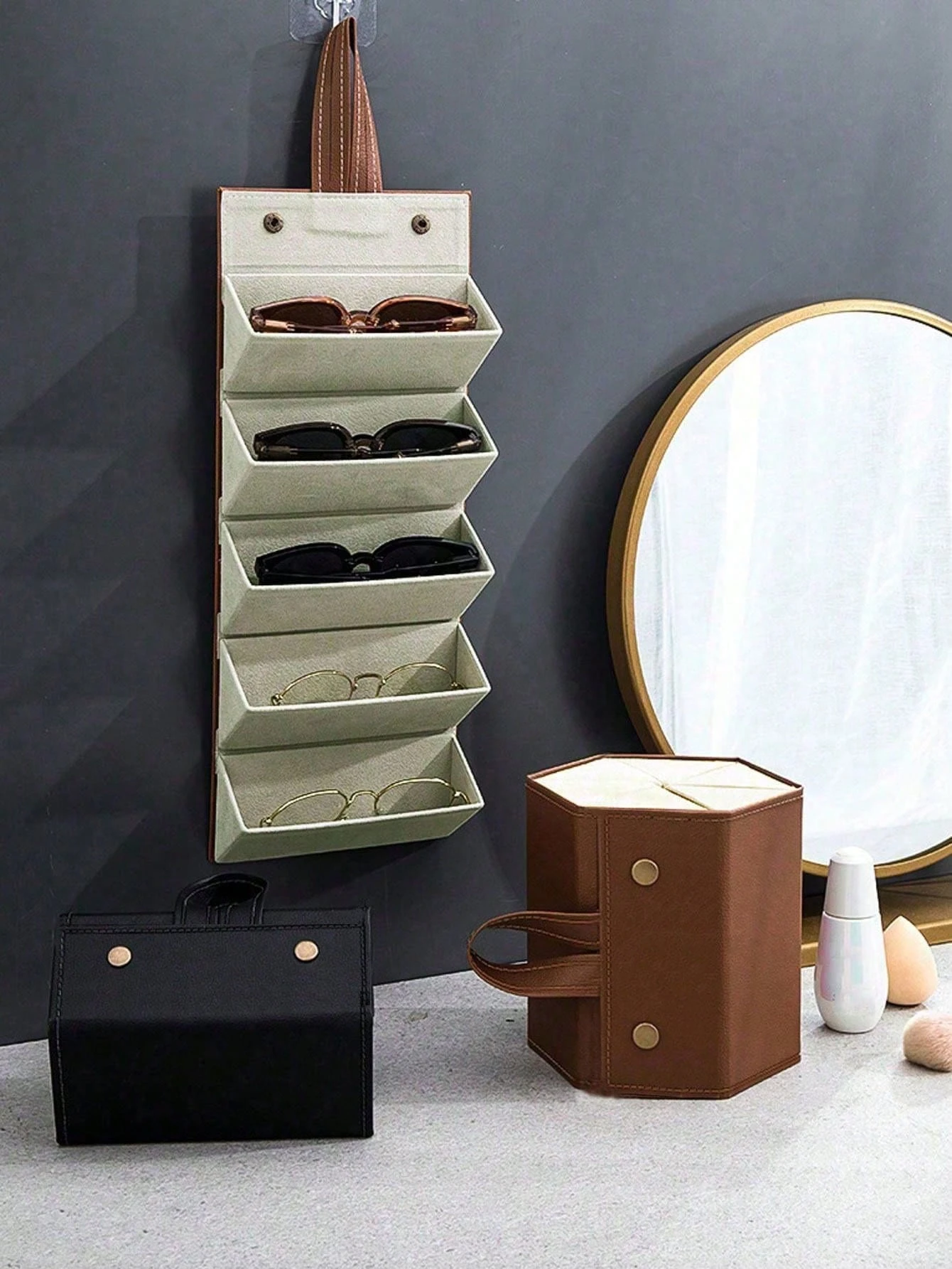 Multi-slot Portable Glasses Organizer 3/5/6 Multi-slot Eyeglasses Storage Display Travel Sunglasses Case