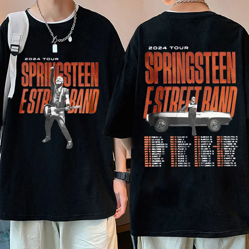 

Bruce Springsteen and E Street Band 2024 Tour T Shirt Fashion Vintage Cotton T-shirts Oversized Streetwear Short Sleeve Tees Men